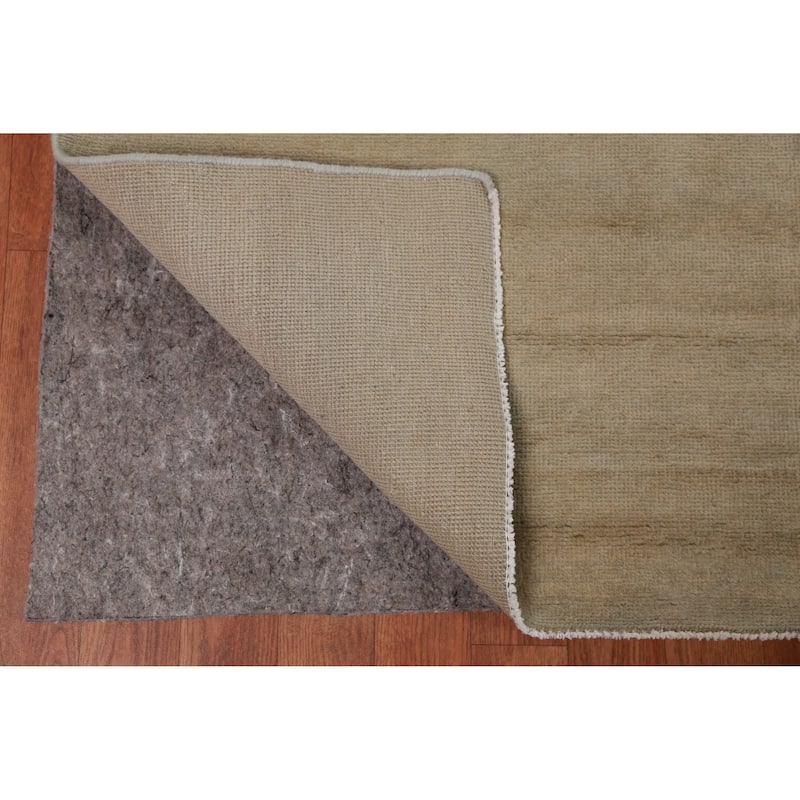 Hand Knotted Oriental 100% Wool Carpet Modern Solid Green Gabbeh Area Rug - 12' 11'' X 9' 10''