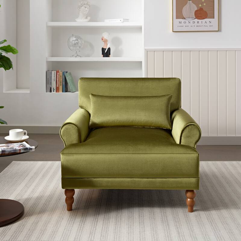 Circular Arm Chairs Living Room Accent Chair Lounge Chair with Roman Column Legs