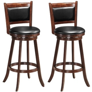 Costway Set of 2 29'' Swivel Bar Height Stool Wood Dining Chair