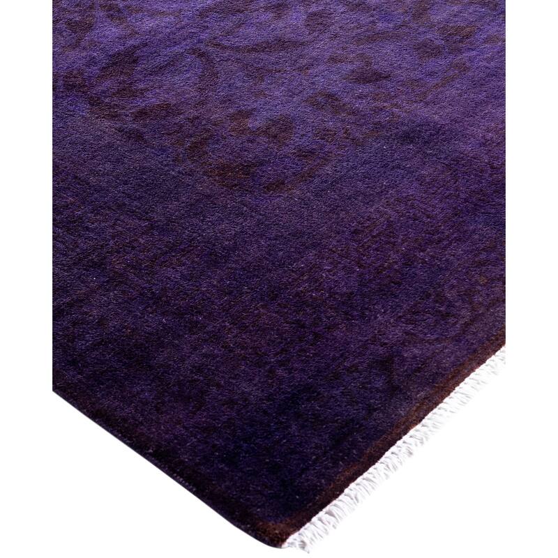 Overdyed One-of-a-Kind Hand-Knotted Area Rug - Purple - 4' 3" x 12' 1"