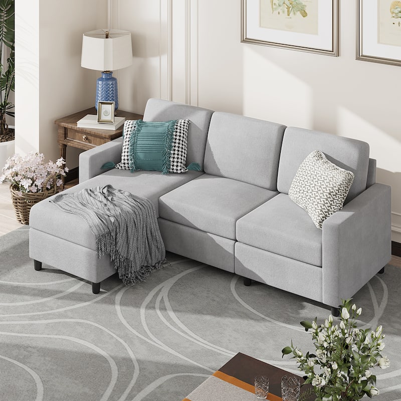 Futzca Modern Convertible Sectional Sofa L-Shaped Couch - Ash