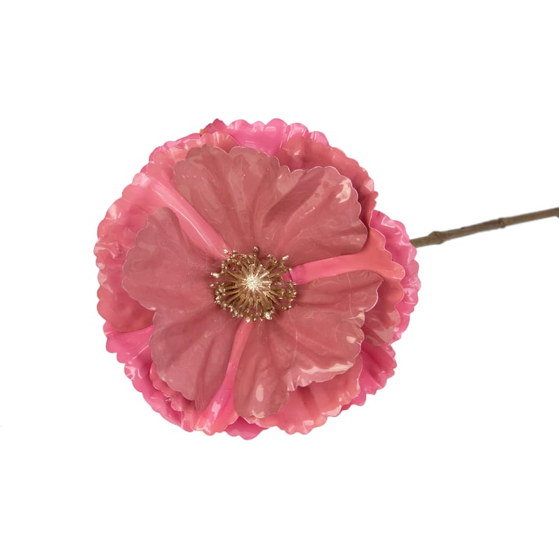18" Pink and Brown Poppy Flower Artificial Christmas Stem - 18