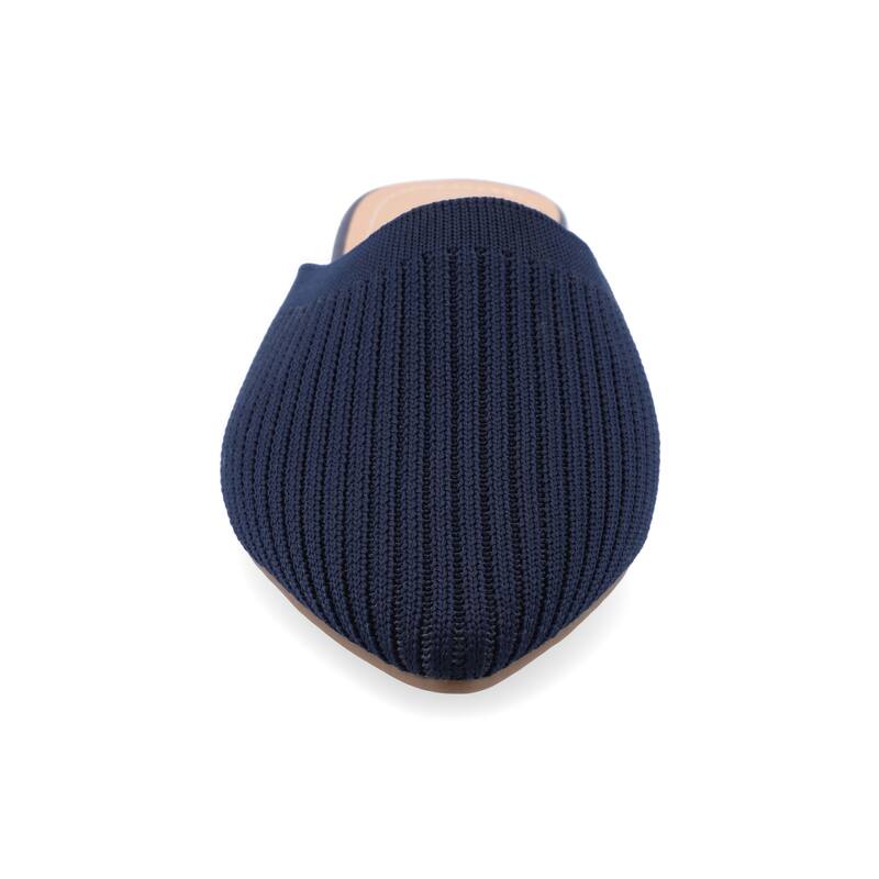 Journee Collection Women's Medium and Wide Width Aniee Slip On Almond Toe Mule Flats - Navy - Wide - 12