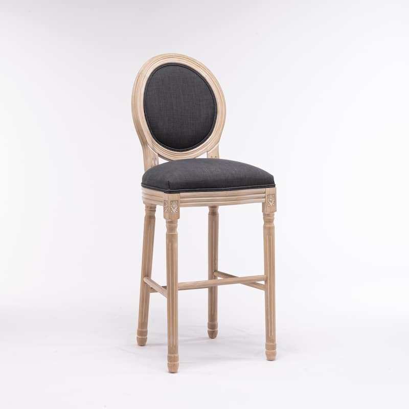 2pcs French Country Wooden Barstools With Upholstered Seating - N/A