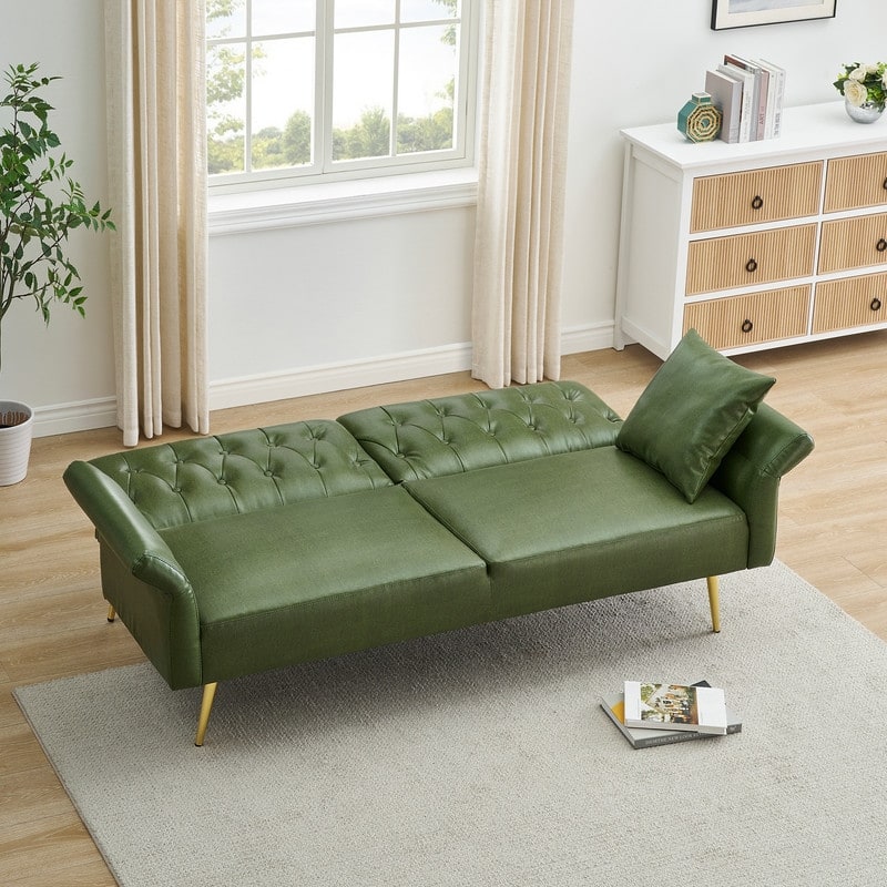 61.4" Faux Leather Split Upholstered Sofa Bed