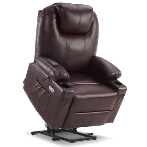 Mcombo Large Power Lift Recliner Leather Chair with Massage Heat