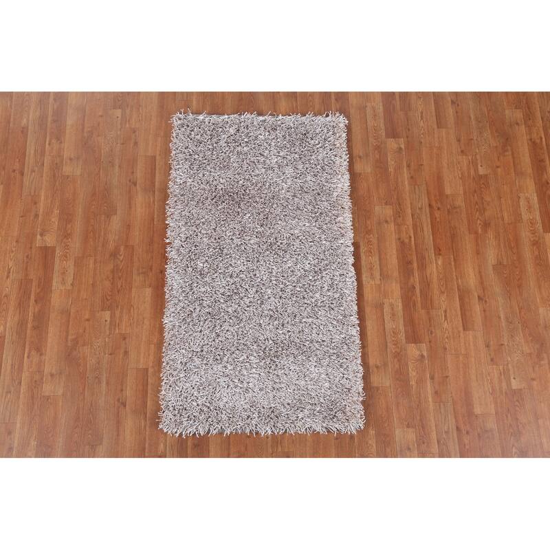 Contemporary Solid Shaggy Oriental Home Decor Rug Hand-knotted Carpet - 2'8" x 4'9"