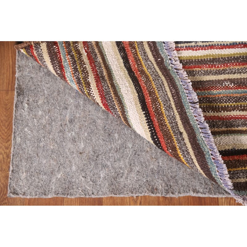 Striped Kilim Persian Vintage Rug Hand-Woven Wool Carpet - 3'9"x 6'1"
