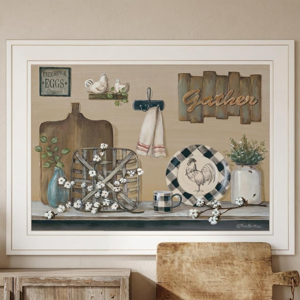 HomeRoots Farmhouse Kitchen White Framed Print Kitchen Wall Art
