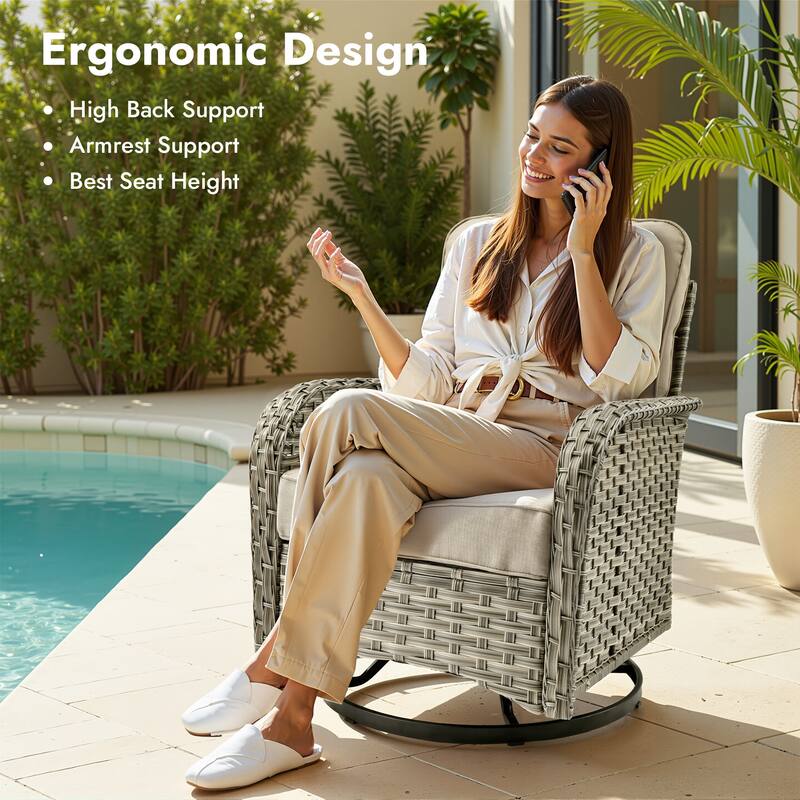 OVIOS 9 Pieces T shaped Seat Curved Swivel Chair Set With Fire Pit