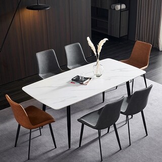 71" Enriquez Modern Rectangular White Dining Table with Sintered Stone ...