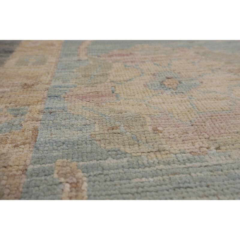 Vegetable Dye Floral Oriental Oushak Turkish Rug Handmade Wool Carpet - 9'5"x 11'9"