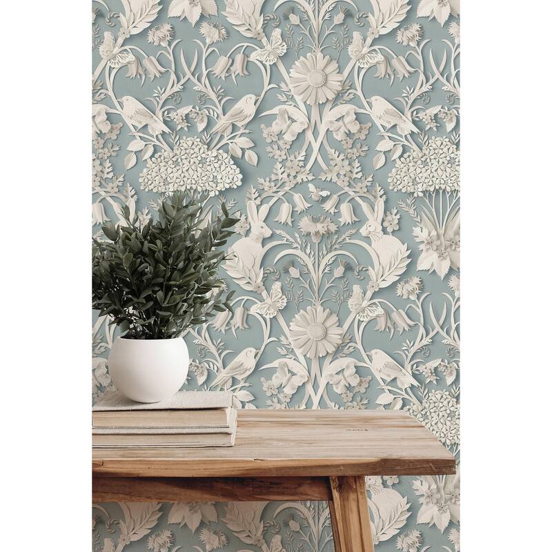 Fine Decor Fae Sky Blue Woodland Wallpaper