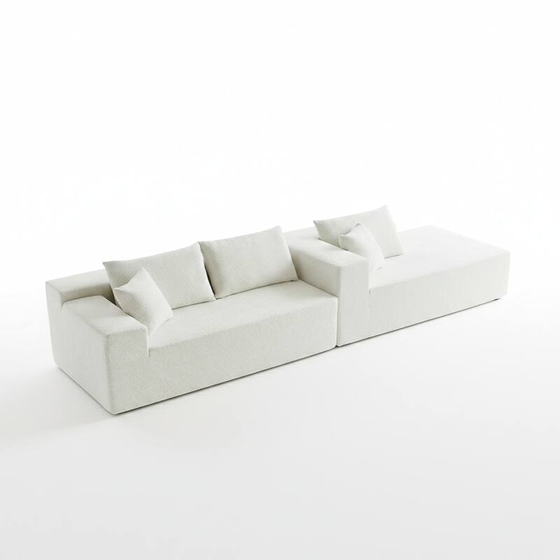 103.54" L-Shaped Modern High-Density Sponge Velvet Modular Sectional Sofa with Chaise & Pillows