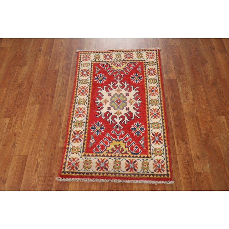 Traditional Red Kazak Oriental Foyer Rug Handmade Wool Carpet - 2'0"x 3'0"