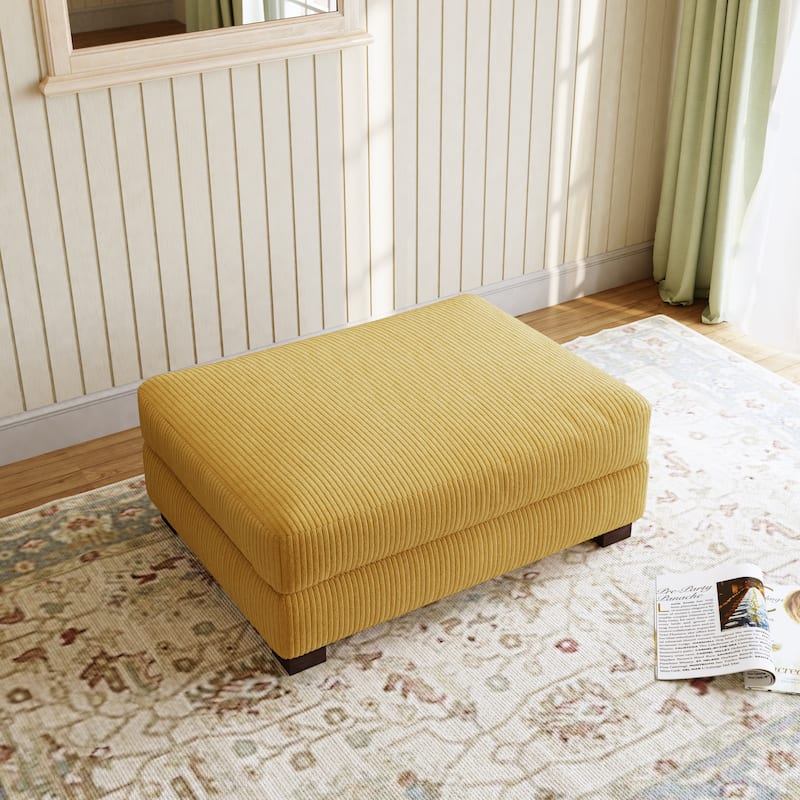 Modern Corduroy Fabric Oversized Accent Ottoman