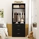 preview thumbnail 27 of 76, Kyrvo Freestanding Closet System with 3 Wooden Drawers ＆ Hanging Rod ＆ Storage Shelf, Modular Walk-in Closet Organizer Wardrobe Set of 1 - Black