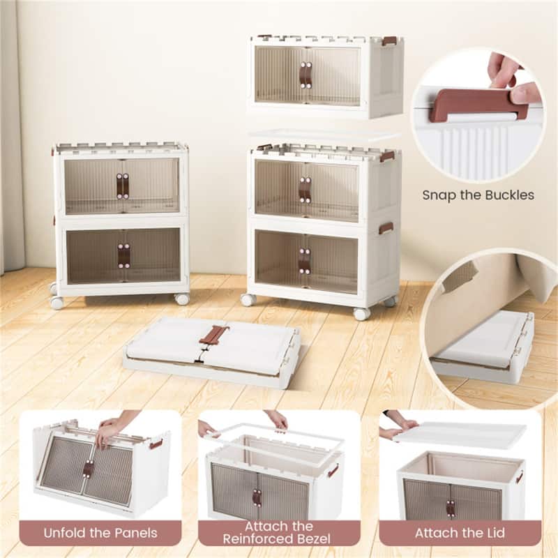 Stackable Storage Boxes Bins with Lockable Casters 25.5" x 16" x 43.5" - Multi