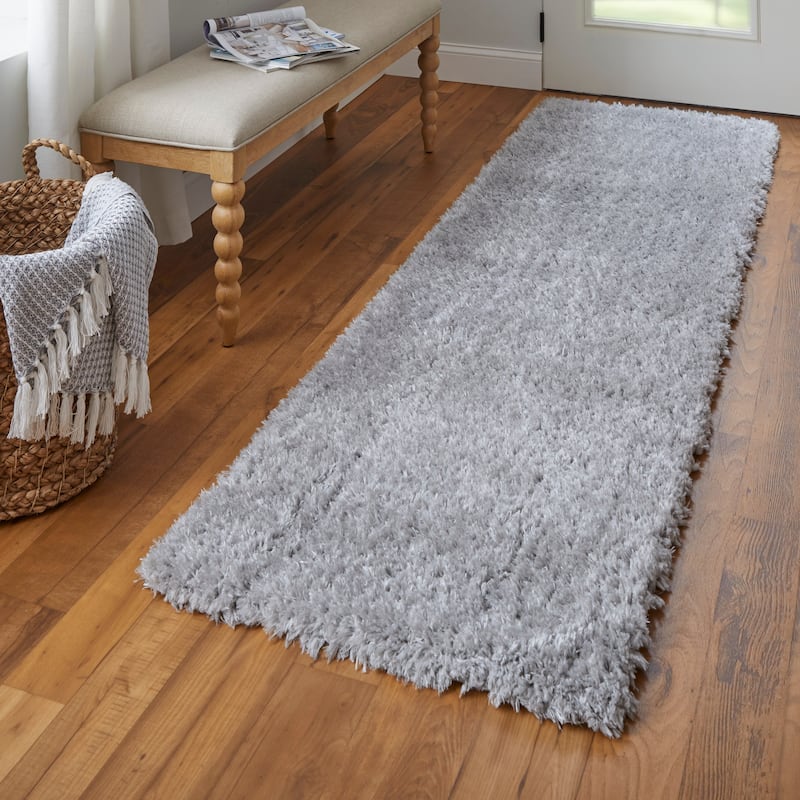 Loman Solid Modern Area Rug - 2'-6" x 8' - Silver Gray