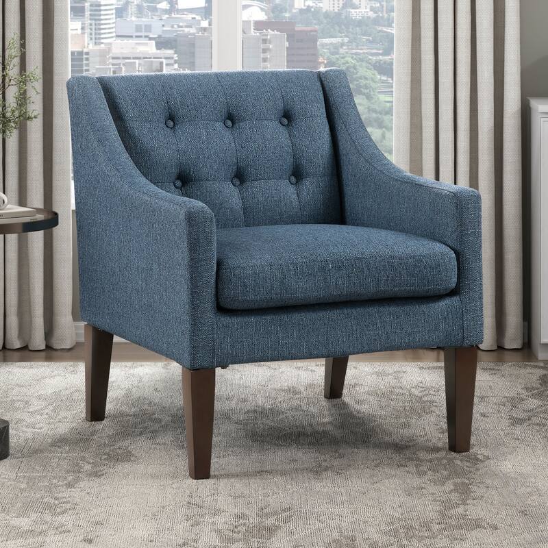 Laertes 26" Textured Fabric Accent Chair - Button-Tufted Chair Back
