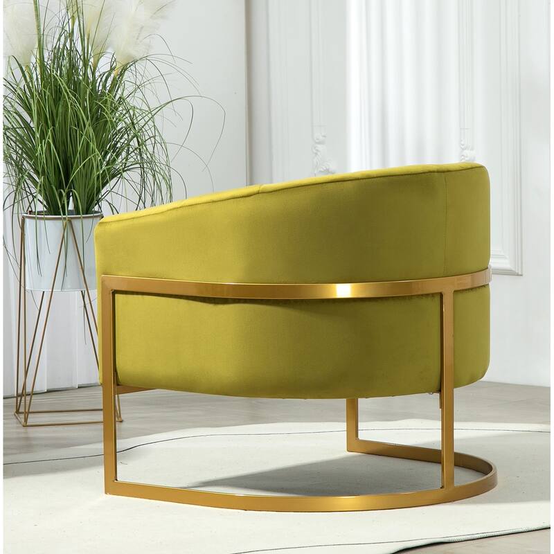 Modern Velvet Gold Accent Armchair