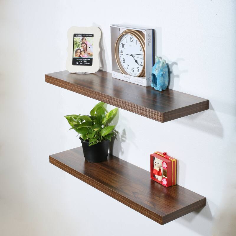 Set of 2 Modern and Contemporary Antique Walnut Floating Shelves - 9.25*31.5*1.5 inches