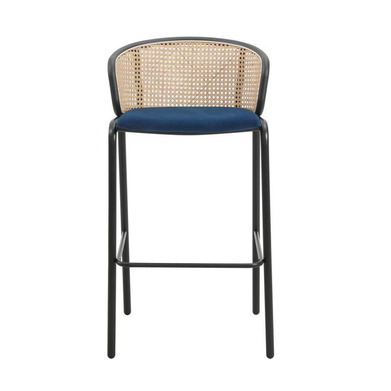 LeisureMod Ervilla Bar Stool with Black Powder Coated Steel Frame Set of 2 - 37"