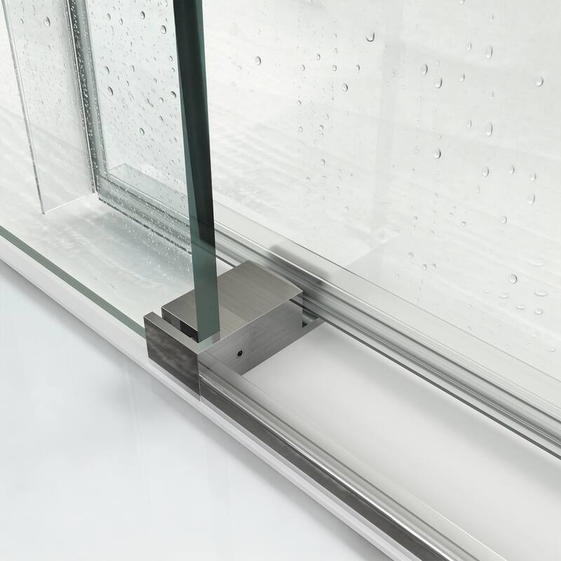 ABRUZZO 56-60" W x 76" H Frameless Soft-Closing Single Sliding Shower Door 1/4" (6mm) Explosion-Proof Tempered Glass