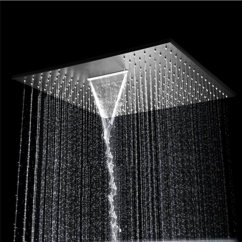 20inch ceiling mount rainfall waterfall shower systems 3 way thermostatic digital display shower faucet - 7'6" x 10'9"