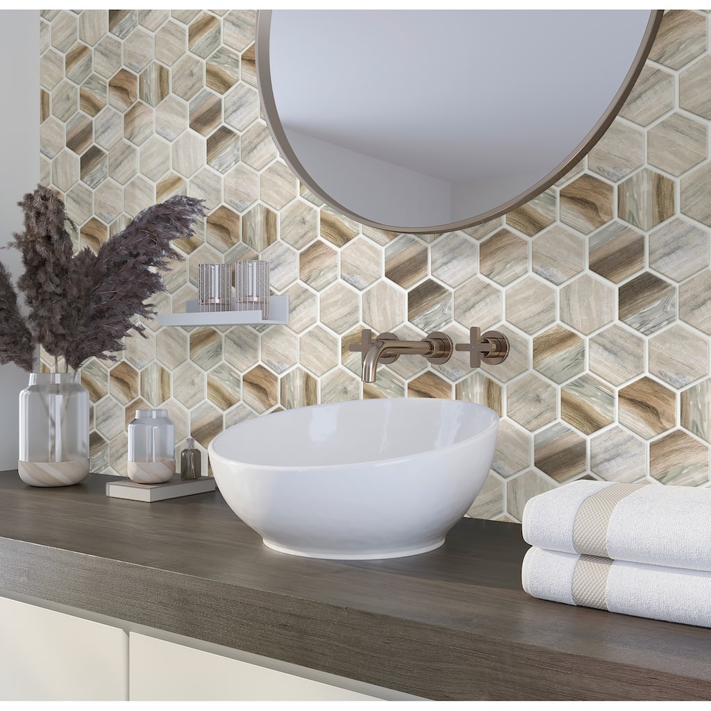 Apollo tile 10" x 12" Aloha Matte Beige Recycled Glass Tile (8.29 sq ft/case) - 10 Pack
