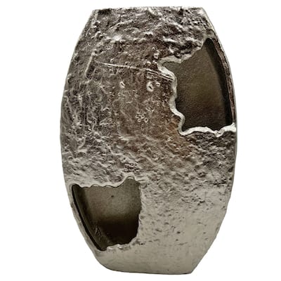 15 Inch Tall Decorative Handmade Aluminum Earth Inspired Flower Vase