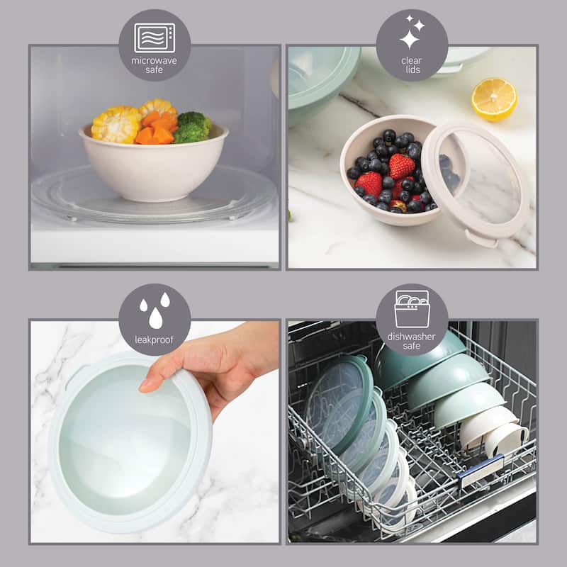 COOK WITH COLOR - 12 Piece Plastic Nesting Bowls - 6 Prep Bowls and 6 Lids, Microwave Safe