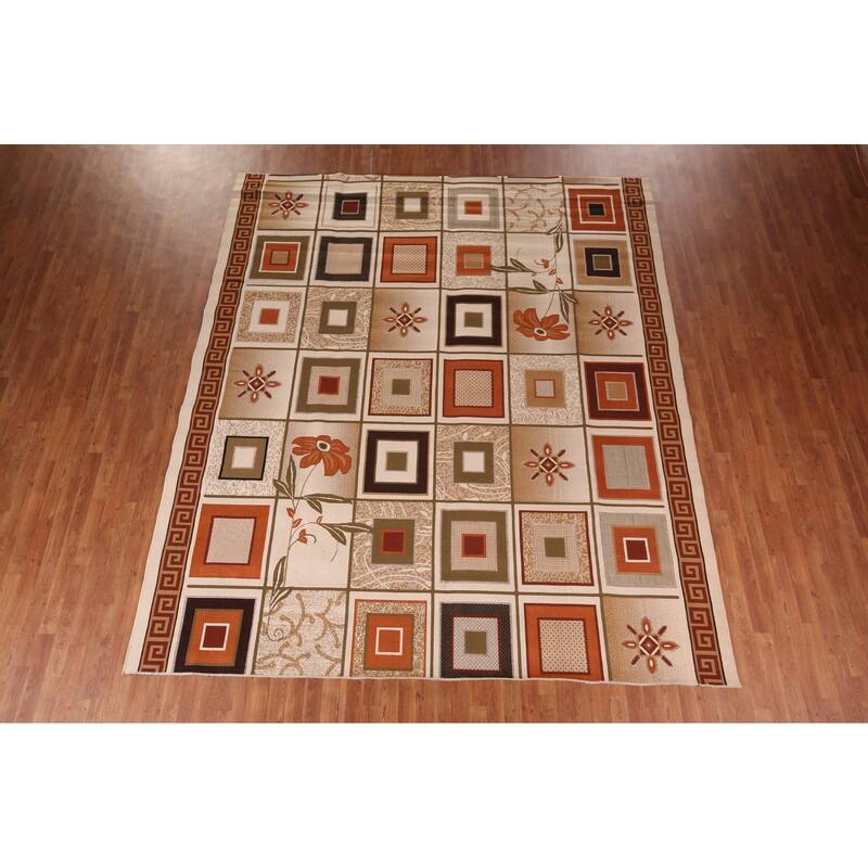 Contemporary Geometric Kashan Turkish Rug Machine Made Floral Carpet - 9'9" x 12'4"