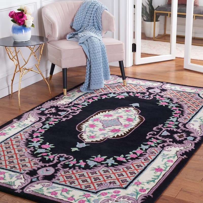 SAFAVIEH Handmade Bellagio Tatevik Oriental Medallion Wool Rug - 8' x 10' - Black/Ivory
