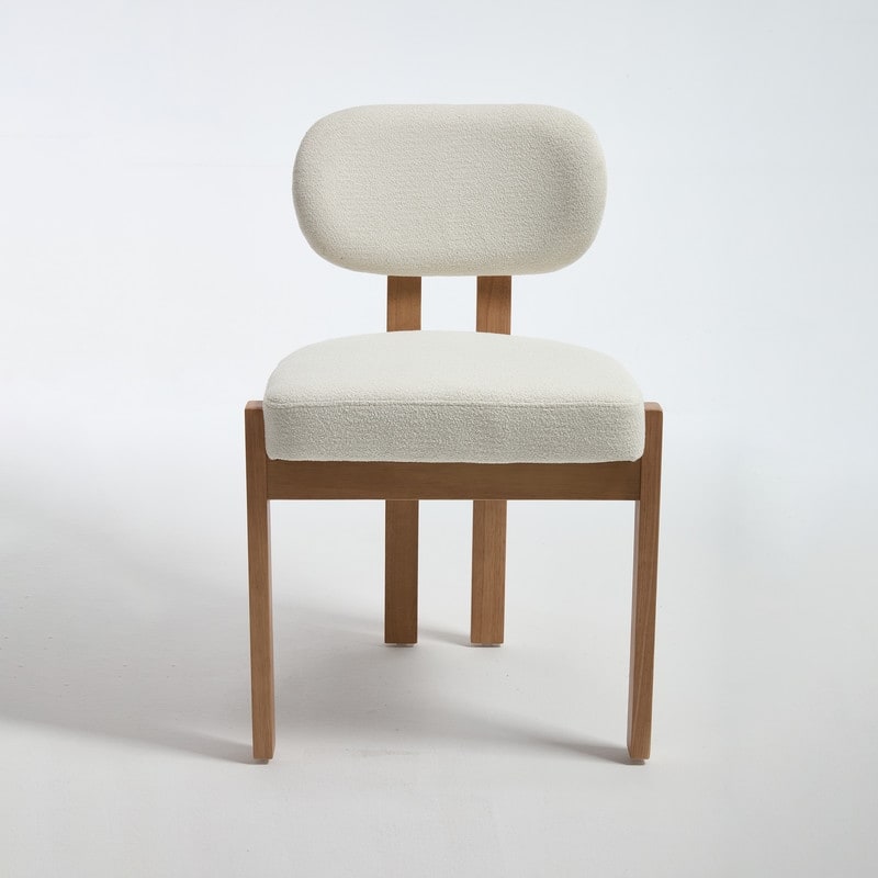 Wooden Dining Chairs Set of 2 Modern Fabric Upholstered Kitchen Chairs