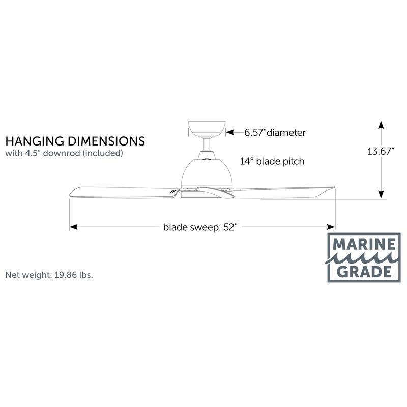 Starboard NL 52 inch Indoor/Outdoor Marine Grade Ceiling Fan