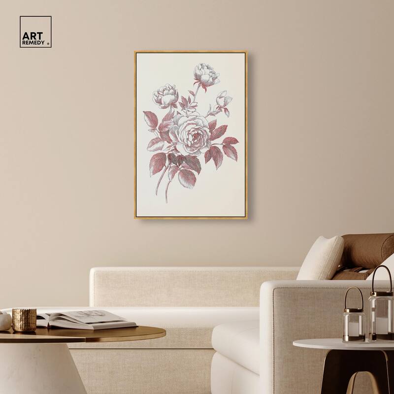 Breezy Red Pencil Blooms II Canvas by Art Remedy