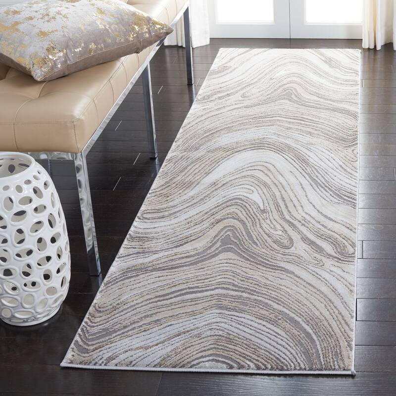 SAFAVIEH Craft Roanna Modern Abstract Rug - 2'3" x 8' Runner - Gold/Grey