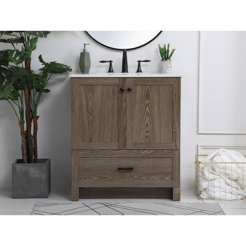 Fresco 18 - 30 Inch Single Bathroom Vanity - 30 Inches - Weathered Oak