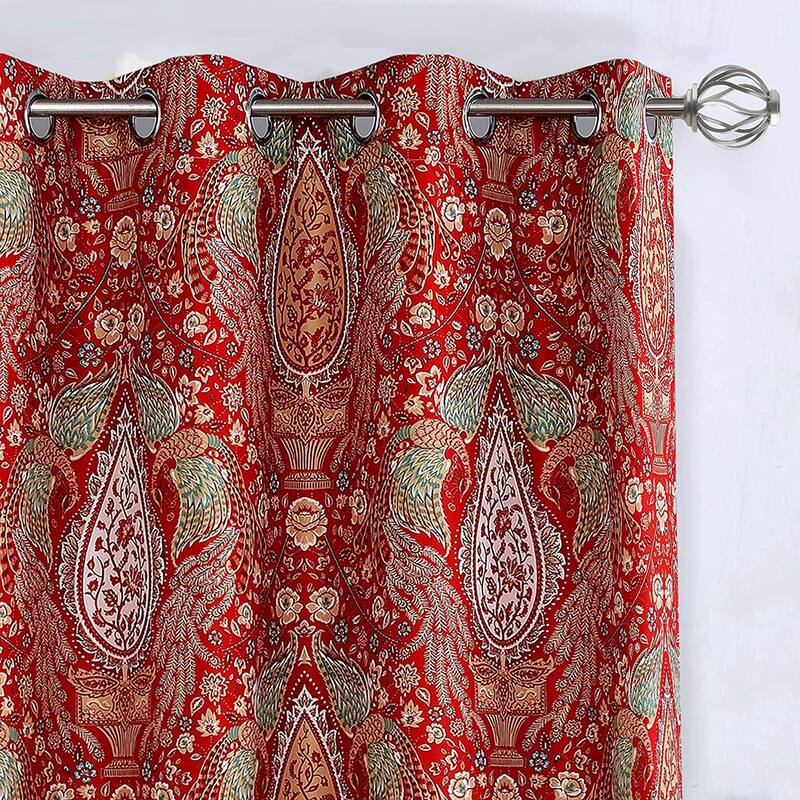 DriftAway Christopher Peacock Floral Pattern Blackout Window Curtain Grommet 2 Layers