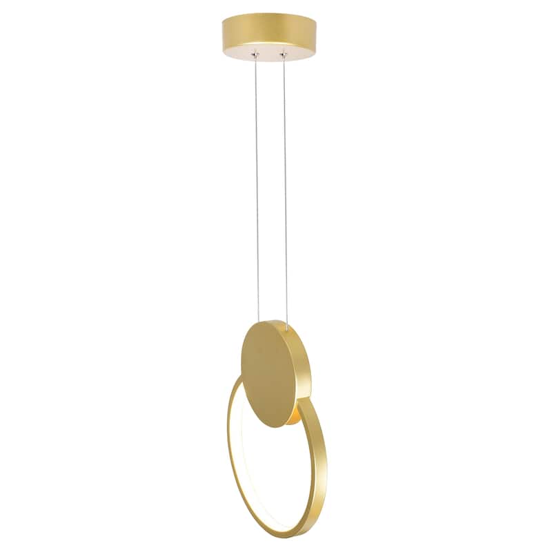 Pulley 8 in LED Satin Gold Mini Pendant - Satin Gold