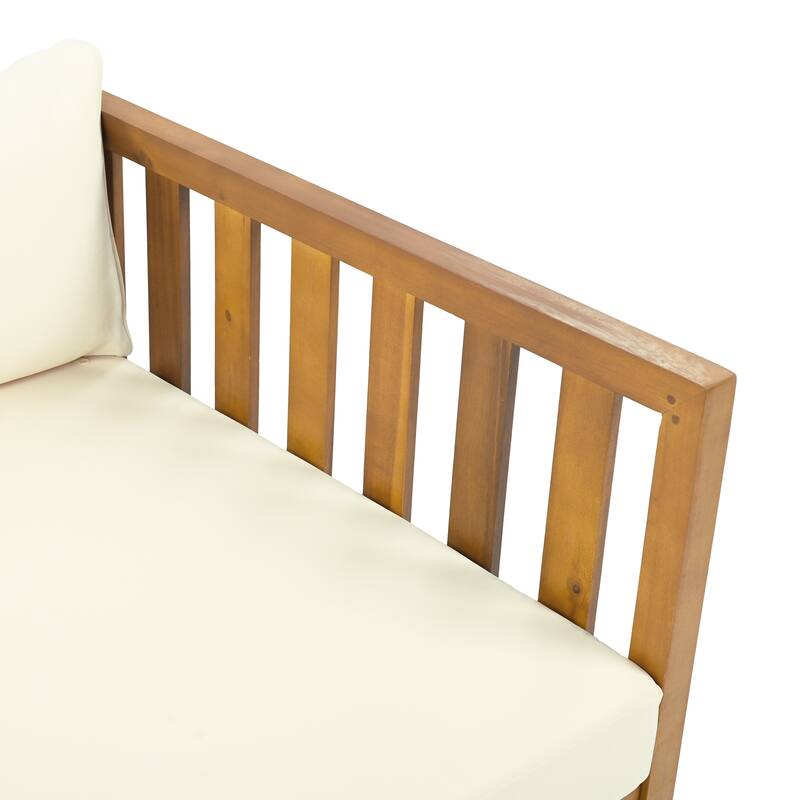 Roomfitters 3 Seater Wooden Patio Sofa with Weather-Resistant Cushions, Modern Outdoor Daybed, Sturdy Patio Seating
