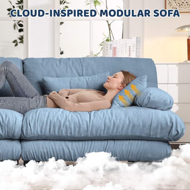 Modern Chenille U-shaped Modular Free Combination Sectional Sofa with 2 Ottomans