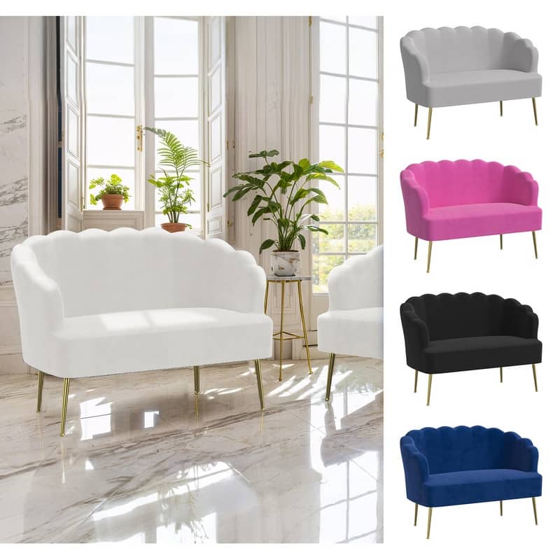 Velvet Comfortable Softness Metal Legs Loveseat Sofa