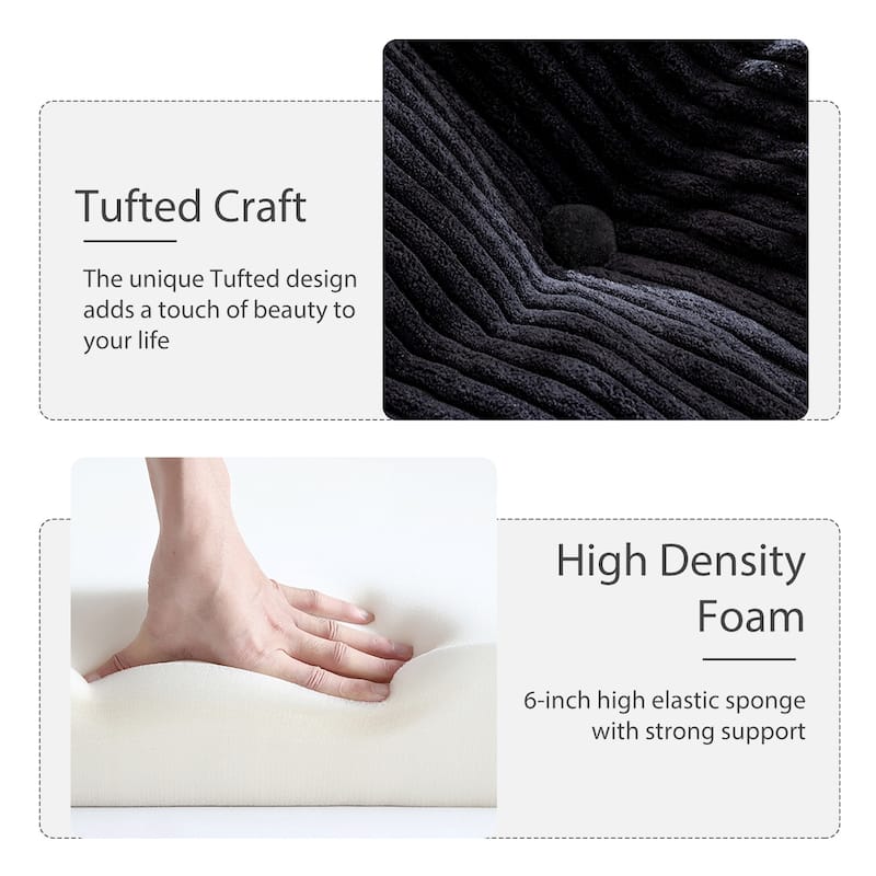 Corduroy 6Inch Tri-fold Mattress, Folding Memory Foam Mattress - 74.8" x 34.5" - Black