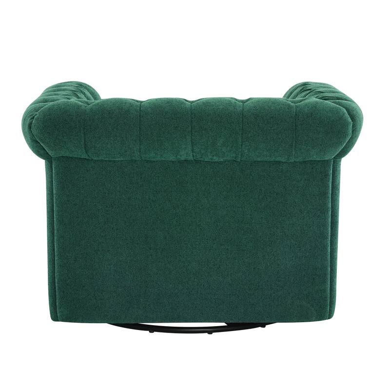 Roomfitters Chesterfield Swivel Club Chair, Tufted Accent Armchair for Living Room
