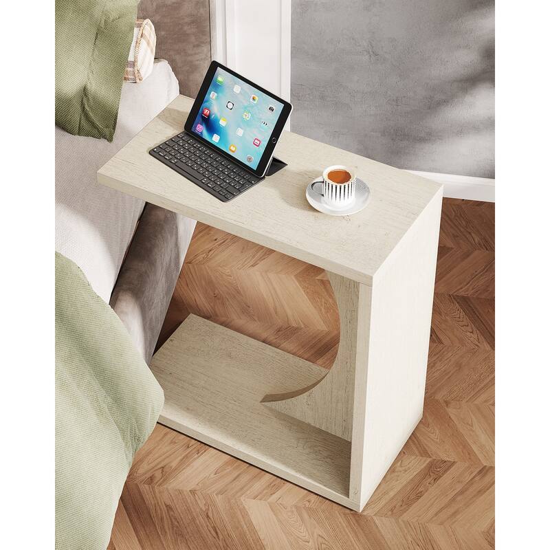 C-Shaped End Table for Couch, Side Table for Small Space