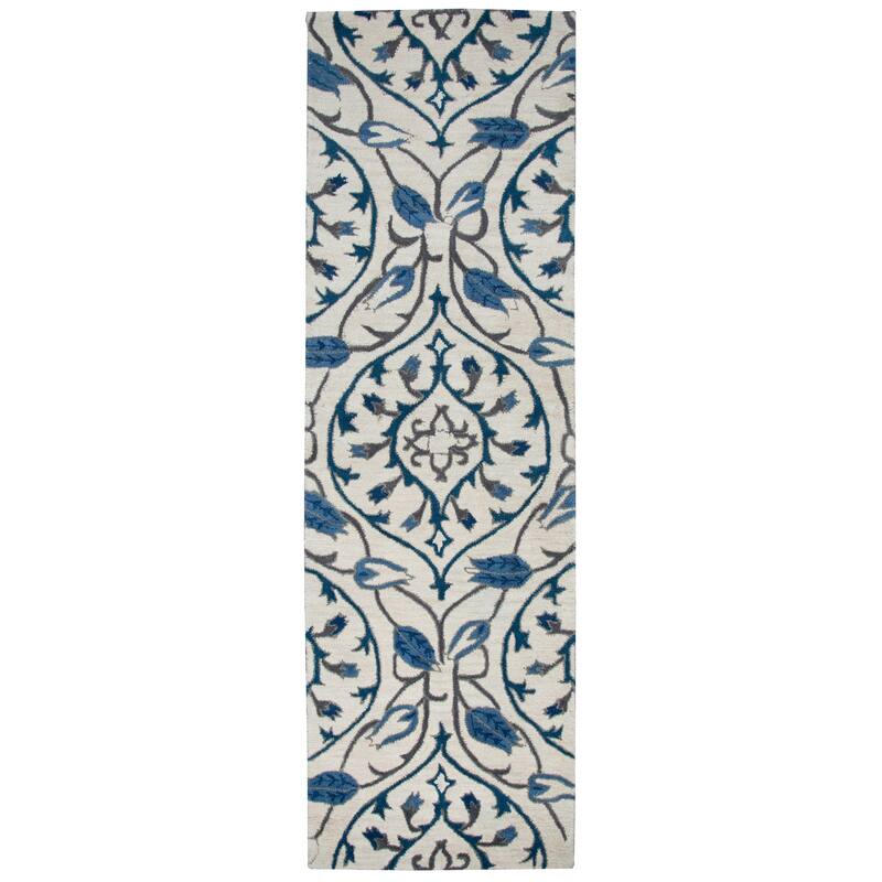 Alora Decor Liberty Cream and Blue Hand-tufted Wool Rug