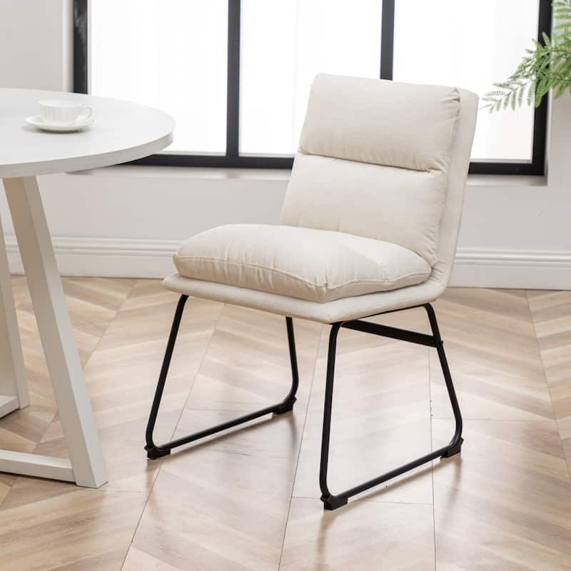 Trestle Dining Table Set with 4 White Upholstered Side Chairs