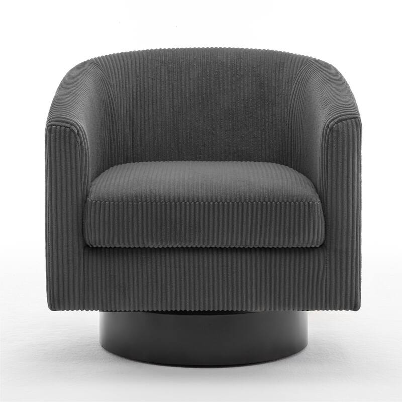Corduroy Upholstered Swivel Barrel Chair (Set of 2)